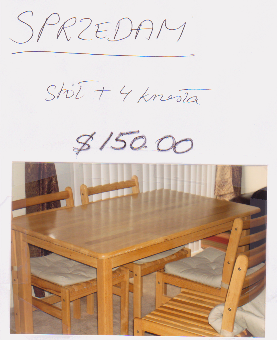 Ogłoszenie darmowe. Lokalizacja:  Trenton. ARCHIWALNE - Wszystkie. Sprzedam stół i krzesła..